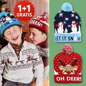 2x Ziemassvētku adīta cepure ar LED lampiņām | XBEANIE